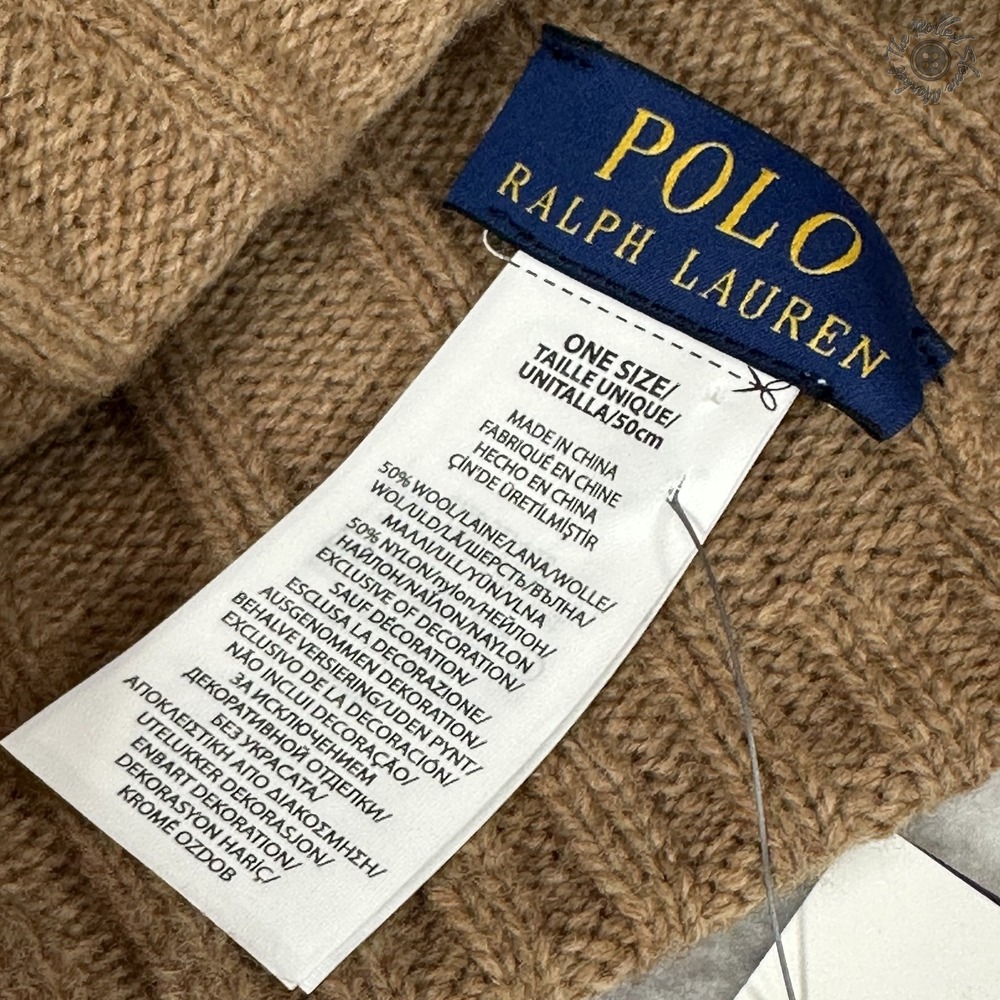 NWT - Polo Ralph Lauren Men's Adult Cuffed Beanie Winter Hat Brown Tan One Size - Picture 6 of 7